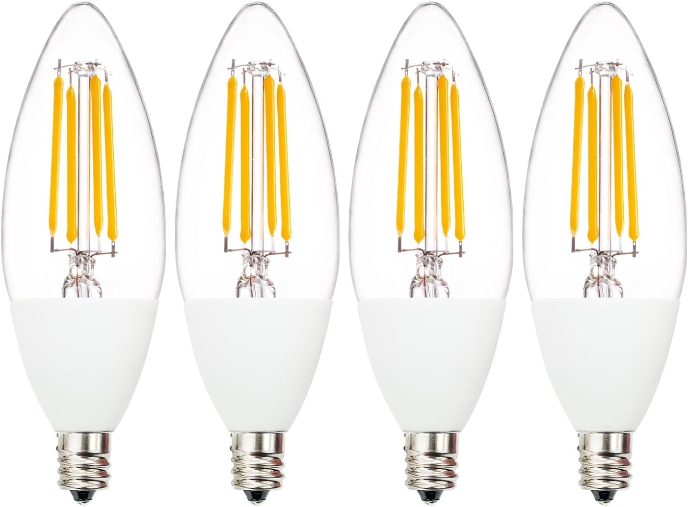 Jaspertronics Dusk to Dawn Outdoor Sensor LED Edison Bulbs 4W 450LM B11 Candelabra E12 Base Auto On/Off Photocell 2700K Soft White 4 Unit per pack