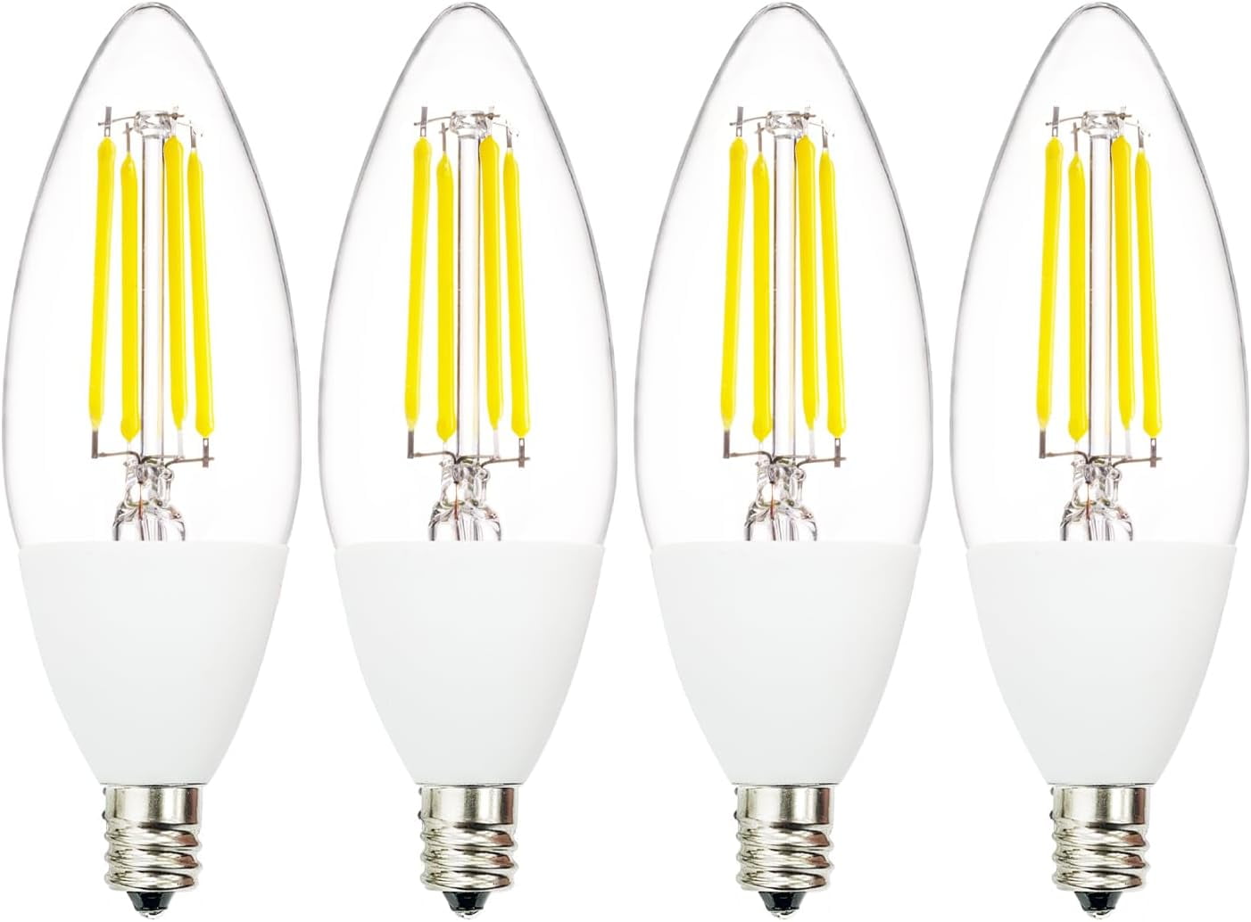 Jaspertronics Dusk to Dawn Outdoor Sensor LED Edison Bulbs 4W 450LM B11 Candelabra E12 Base Auto On/Off Photocell 5000K Cool White 4 Unit per pack
