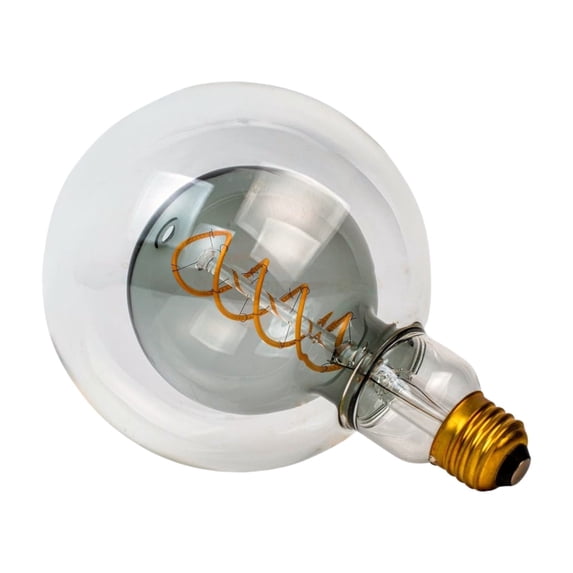 Jaspertronics Oversized G125 Globe LED Edison Bulb 2700K Soft White Dimmable 7W 40W Eqv E26 Base Smoke Glass CRI90 for Indoor Fixture 1 Unit per pack