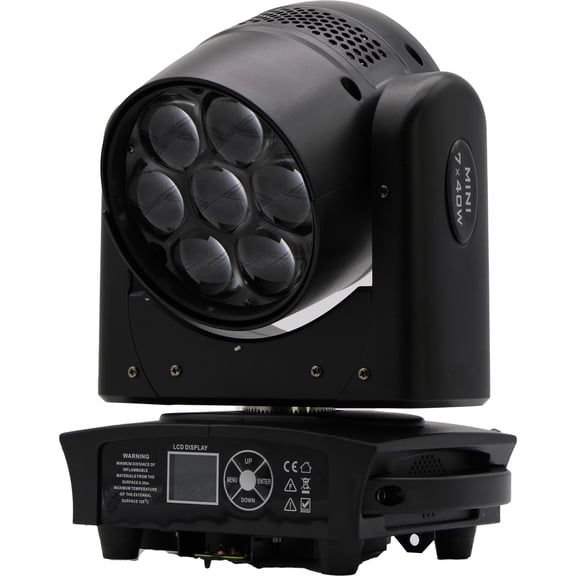 Jaspertronics™ Small Bee Light 7x40W RGBW LED Moving Head Stage Light 5.5°-60° Beam Angle 2800K-8500K Wash & Strobe Effects 50k Hr 1 Unit per pack