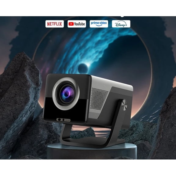 Jaspertronics X7AA 1080p Mini Smart Projector, Full HD 800ANSI, Android 13, Portable Home Theater, Netflix, YouTube, Auto-Focus, 130" Screen