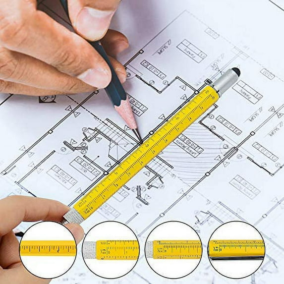 Jasput Multi Tool Pen,6 in 1 Multitool Tech Tool Pen with Ballpoint Pen,Ruler,Stylus,Level,Screwdriver,Personalized Pen Tool Gadget Pen Gift for Men,Christmas,Birthday,Kid,Teacher,Dad and More