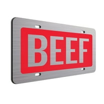 Jass Graphix Red Beef License Plate Brushed Aluminum ACM Car Tag - Available in Several Colors. Perfect for Cattle Farmers