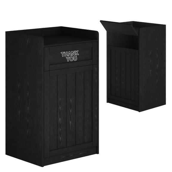 JassmiPkwy Restaurant Trash Can Cabinet - Commercial Trash Can 40 Gallon, Garbage Receptacle Indoor with Tray Holder for Restaurants-Black