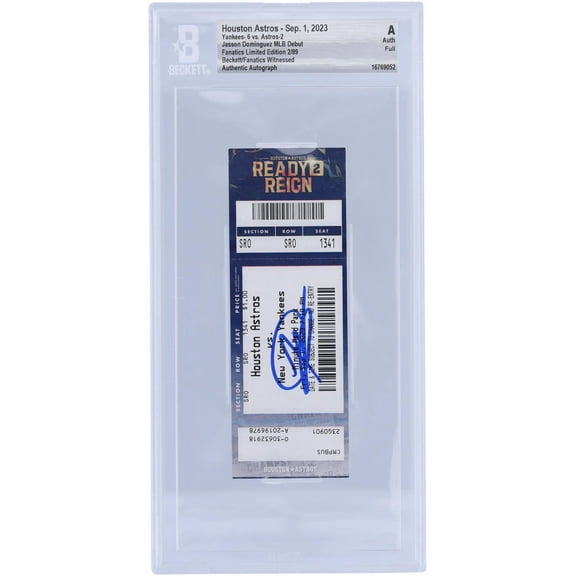 Jasson Dominguez New York Yankees Autographed MLB Debut and 1st Home Run Ticket from September 1, 2023 - Limited Edition of 89 - BAS Authenticated - Fanatics Authentic Certified