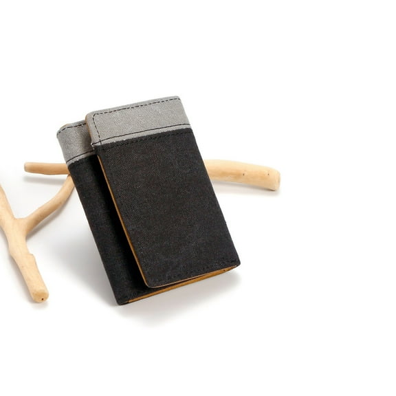 Jaucin Men's trifold wallet, vintage canvas wallet, card holder, small wallet for men, can hold cards and cash