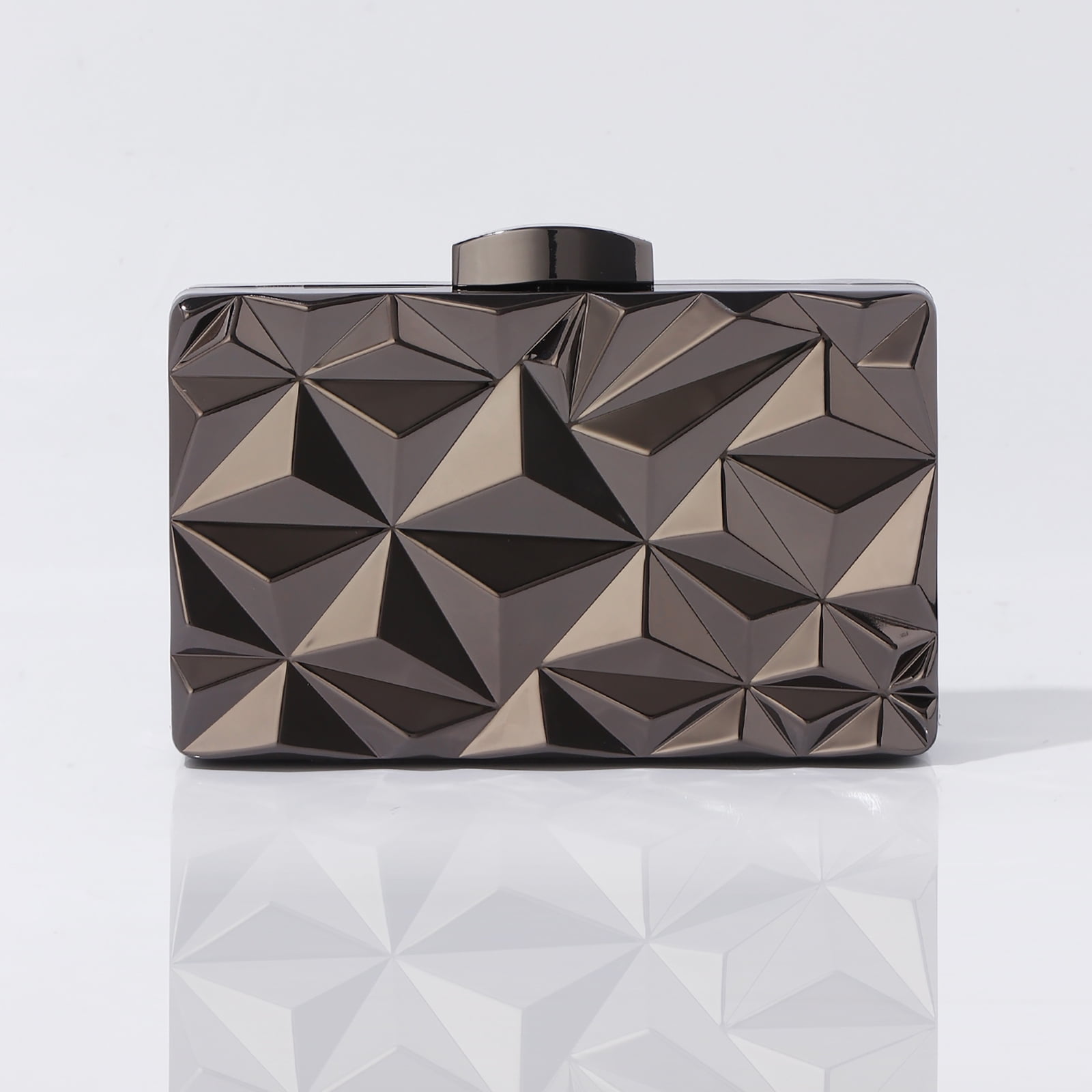 Jaucin Metal Diamond Women's Clutch Bag Bridal Party Geometric Evening Purse Cocktail Party Formal Handbag Detachable Shoulder Strap