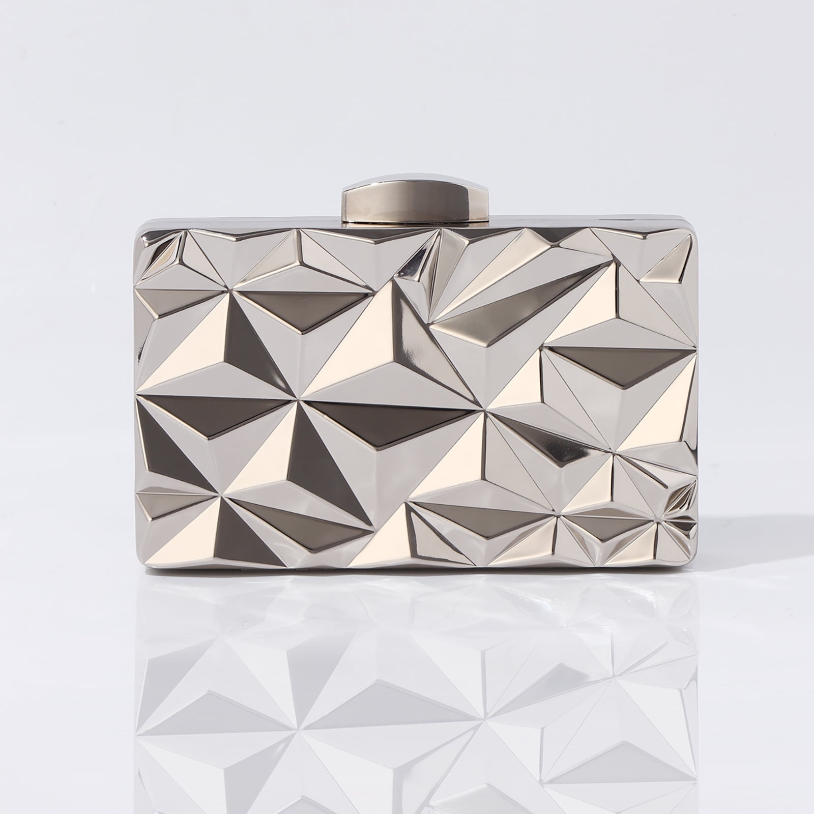 Jaucin Metal Diamond Women's Clutch Bag Bridal Party Geometric Evening Purse Cocktail Party Formal Handbag Detachable Shoulder Strap