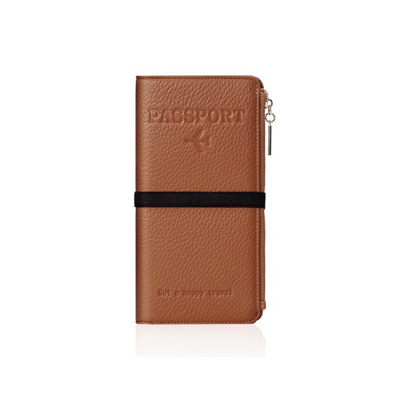 Jaucin Passport Holder, RFID Blocking Passport Wallet Credit Cards Case, Travel Accessories Organizer Pouch Bag with ID Window Zippered Cash Pocket SIM Slots