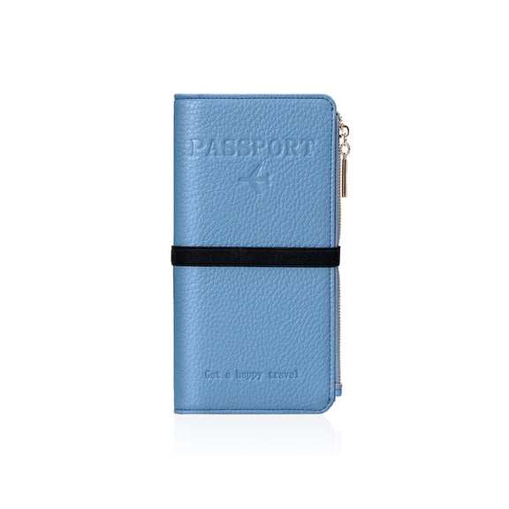 Jaucin Passport Holder, RFID Blocking Passport Wallet Credit Cards Case, Travel Accessories Organizer Pouch Bag with ID Window Zippered Cash Pocket SIM Slots