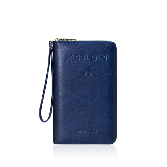 Jaucin RFID Blocking Passport Travel Wallet with Wristlet Premium PU Leather Zippered Document Organizer,ticket wallet,passport holder for travel