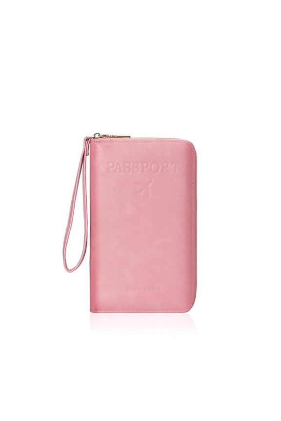 RFID Blocking Passport Travel Wallet with Wristlet Premium PU Leather Zippered Document Organizer,ticket wallet,passport holder for travel