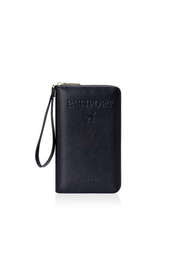RFID Blocking Passport Travel Wallet with Wristlet Premium PU Leather Zippered Document Organizer,ticket wallet,passport holder for travel
