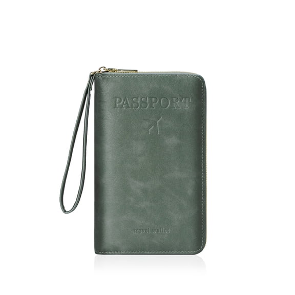 Jaucin RFID Blocking Passport Travel Wallet with Wristlet Premium PU Leather Zippered Document Organizer,ticket wallet,passport holder for travel