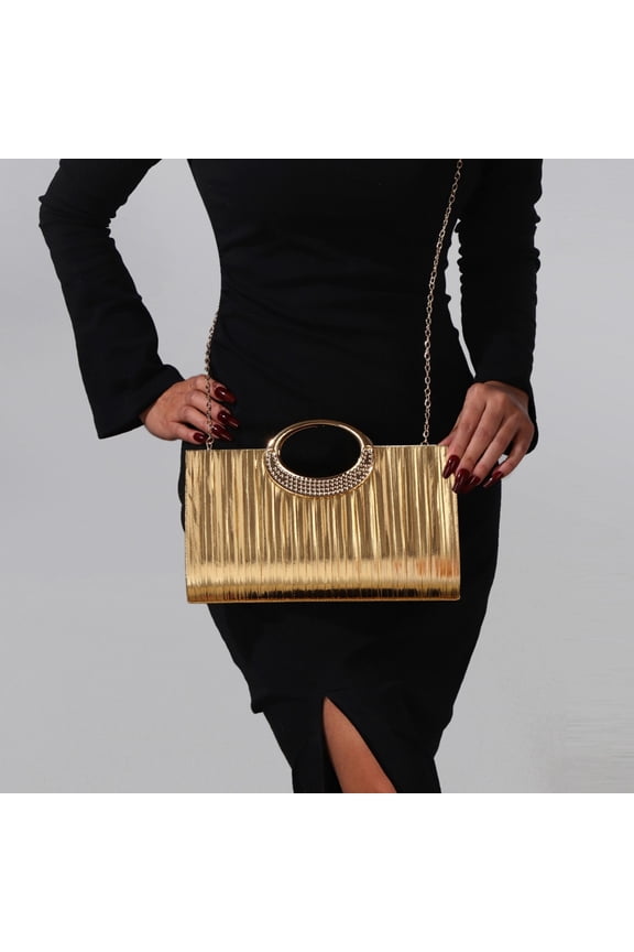 Women's Glitter Embossed Evening Tote Bag Magnetic Top Handle Chain Shoulder Strap Clutch Wallet Wedding Clutch