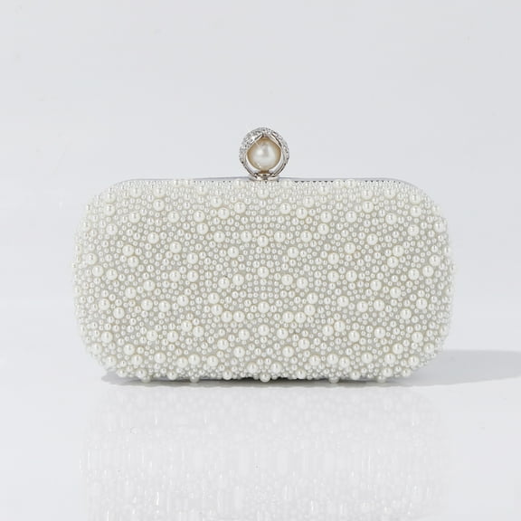 Jaucin Women's Pearl Clutch Wedding Bridal Pearl Evening Bag Party Clutch Wallet with Detachable Chain Shoulder Strap