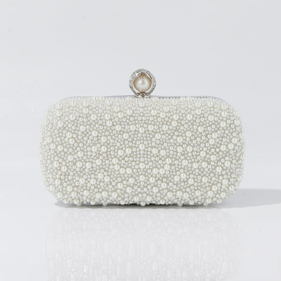 Jaucin Women's Pearl Clutch Wedding Bridal Pearl Evening Bag Party Clutch Wallet with Detachable Chain Shoulder Strap