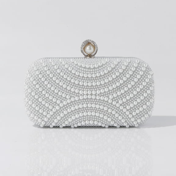Jaucin Women's Pearl Clutch Wedding Bridal Pearl Evening Bag Party Clutch Wallet with Detachable Chain Shoulder Strap