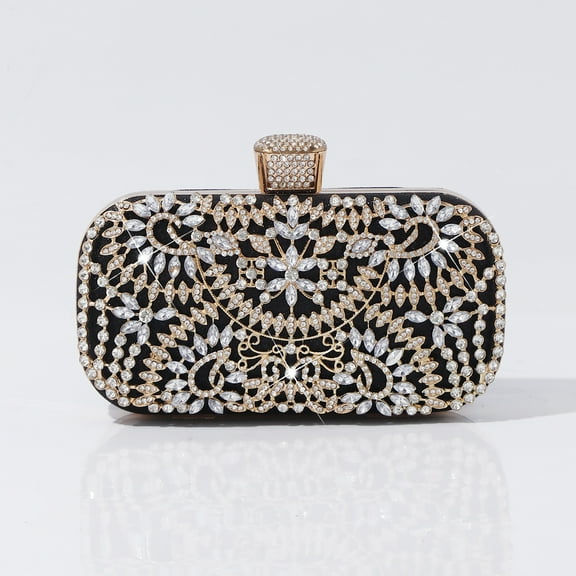 Jaucin Women's rhinestone embellished evening bag, wedding party shoulder bag, cocktail party crossbody bag, clutch wallet with detachable shoulder strap