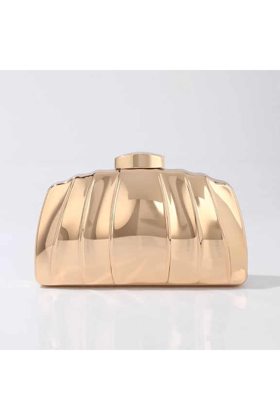 Women's shiny clutch bag, gold wedding evening bag, metal box handbag, prom party shoulder bag
