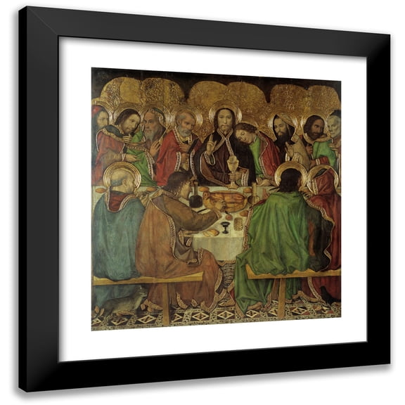 Jaume Huguet 12x13 Black Modern Framed Museum Art Print Titled - Last Supper (1463-1470)