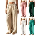 thumbnail image 1 of Jaunzuar Beach Pants for Women Straight Leg High Waisted Linen Pants Summer Loose Casual Pants with Pockets L, 1 of 8