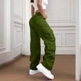 thumbnail image 1 of Jaunzuar Cargo Pants Women Straight Leg High Waisted Drawstring Pants Casual Work Summer Pants with Pockets XL, 1 of 9