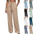 thumbnail image 1 of Jaunzuar Dress Pants Women Button Straight Leg Office Pants Dress Business Casual Pants with Pockets L, 1 of 7