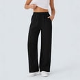 thumbnail image 1 of Jaunzuar Summer Pants for Women Straight Leg Elastic Waist Drawstring Pants Loose Versatile Casual Pants with Pockets XXXL, 1 of 6