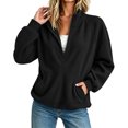 thumbnail image 1 of Jaunzuar Sweatshirt for Women Corduroy Long Sleeve Quarter Zip Pullover Stand Collar Loose Casual Tops with Pockets L, 1 of 6