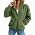 thumbnail image 1 of Jaunzuar Sweatshirt for Women Corduroy Long Sleeve Quarter Zip Pullover Stand Collar Loose Casual Tops with Pockets S, 1 of 6