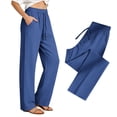 thumbnail image 1 of Jaunzuar Workout Pants Women Straight Leg Drawstring Solid Color Pants Gym Running Loose Pants with Pockets XXL, 1 of 7