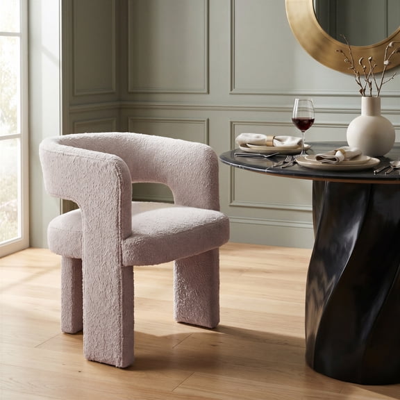 Java Accent Chair Sandy Beige Accent Chair, Modern Style, Shearling style fabric, Plywood, Indoor Living