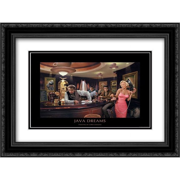 Java Dreams w Border 2x Matted 24x18 Black Ornate Framed Art Print by Consani, Chris