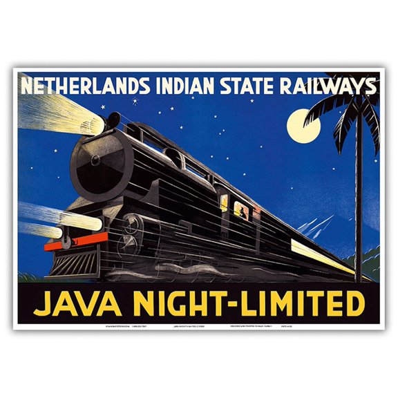 Java Dutch East Indies - Java Night-Limited - Netherlands Indian State Railways - Vintage Railroad Travel Poster c.1930s - Master Art Print 10in x 14in