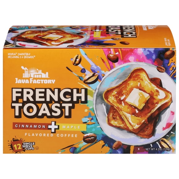 Java Factory Coffee Pods Cinnamon and Maple Flavored Coffee for Keurig K Cup Brewers, French Toast, 12 Count