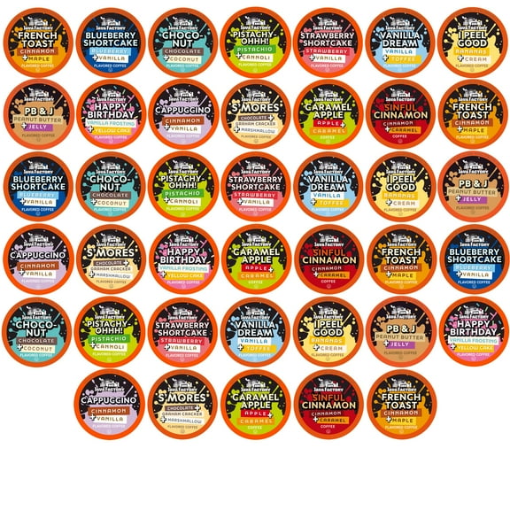 Java Factory Flavored Coffee Pods, Assorted Sampler, Variety Pack, Compatible with K Cup Brewers Including 2.0, 40 Count