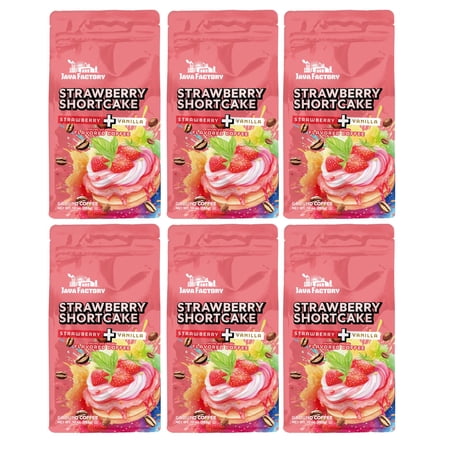 Java Factory Strawberry Shortcake Flavored Ground Coffee Bags, 6 pk, 10 oz each