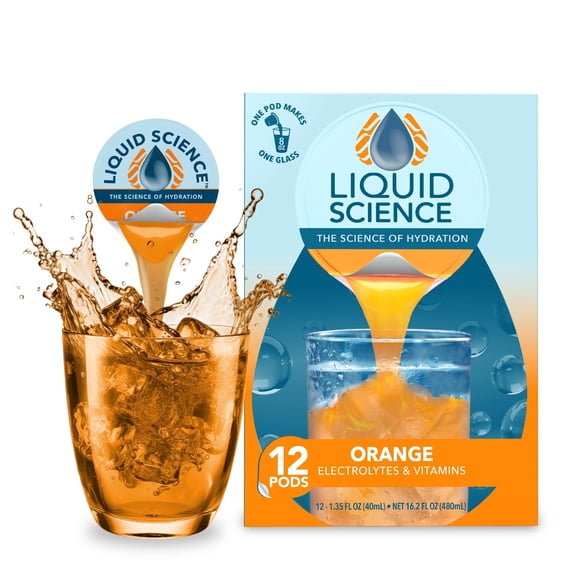 Java House Liquid Science Hydration Concentrate Single Serve Liquid Pods, Peel and Pour, Orange (pack of 12)