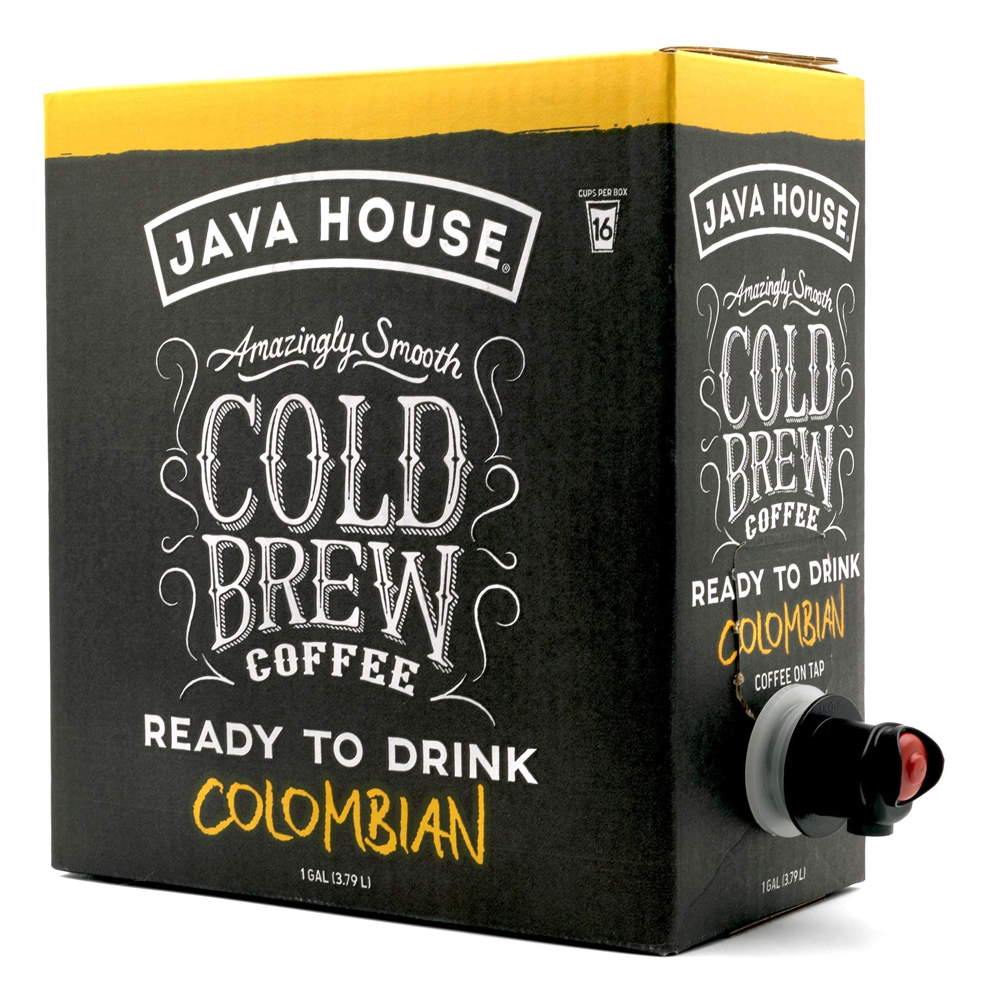 Java House Single Origin Cold Brew Coffee On Tap, Colombian Black, No Sugar, Always Fresh and Ready to Drink, Not a Concentrate, 128 fl oz