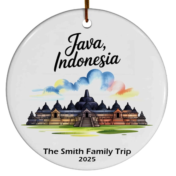 Java Indonesia Christmas Ornament, Collection of City Travel Souvenirs for Family and Friends, Christmas Tree Ornament City Travel, Trips of The Year, Christmas Ornament 2025