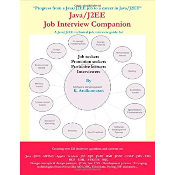 Pre-Owned Java/J2EE Job Interview Companion Paperback Arulkumaran Kumaraswamipillai, Sivayini Arulkumaran