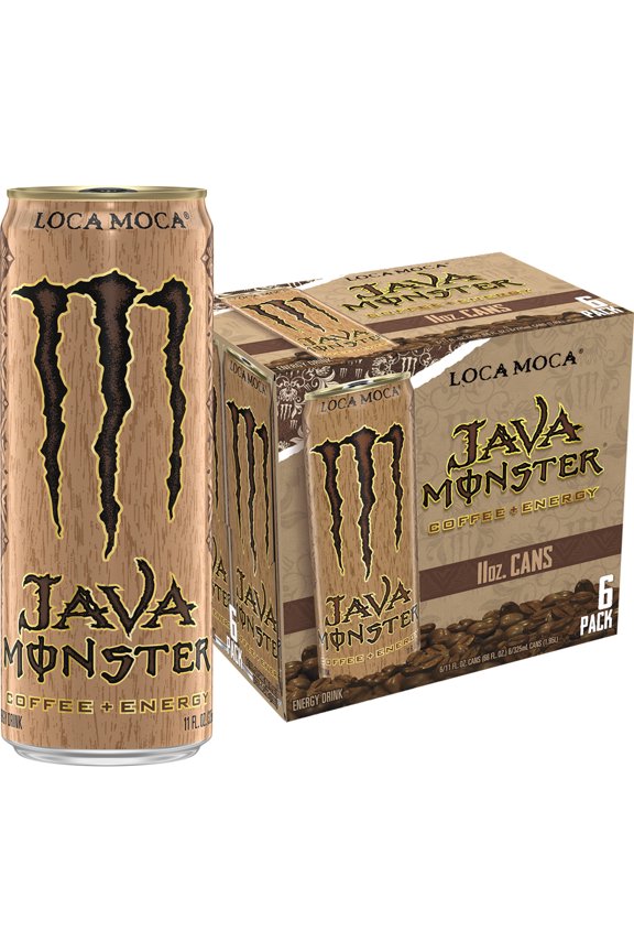 Monster Energy Java, Loca Moca, Energy + Coffee, Energy Drink, 6 Pack - 11 Fl Oz