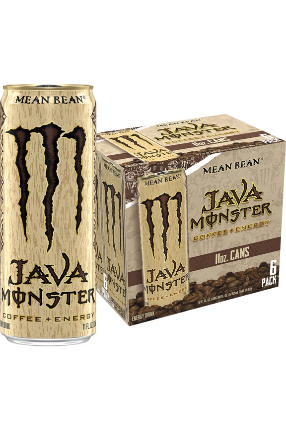 Monster Energy Java, Mean Bean, Energy + Coffee, Energy Drink, 6 Pack - 11 Fl Oz