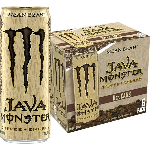 Monster Energy Java, Mean Bean, Energy + Coffee, Energy Drink, 6 Pack - 11 Fl Oz