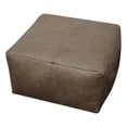 thumbnail image 1 of Java Pouf 22" Upholstered in Genuine Leather in Gray and Contrast Stitching, 1 of 7