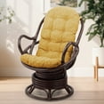 thumbnail image 1 of Java Swivel Rocking Lounge Chair Natural Rattan Wicker with Light Brown Cushion, Dark Brown, 1 of 6