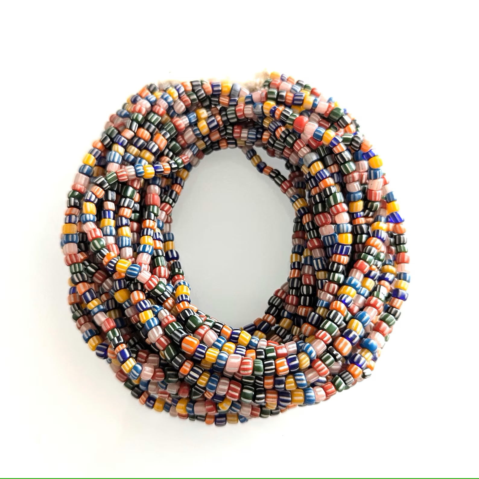 Java Trade Beads Striped Glass Beads 6mm Dark Mixed Colors