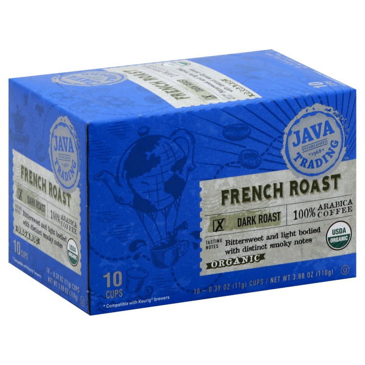 Java Trading Organic French Dark Roast Keurig Coffee Pods, 10 Ct