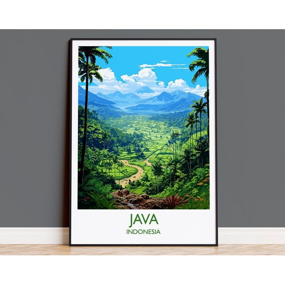 Java Travel Print, Travel Poster of Java, Indonesia, Java Gift, Wall Art Print, 8x12 UNFRAMED